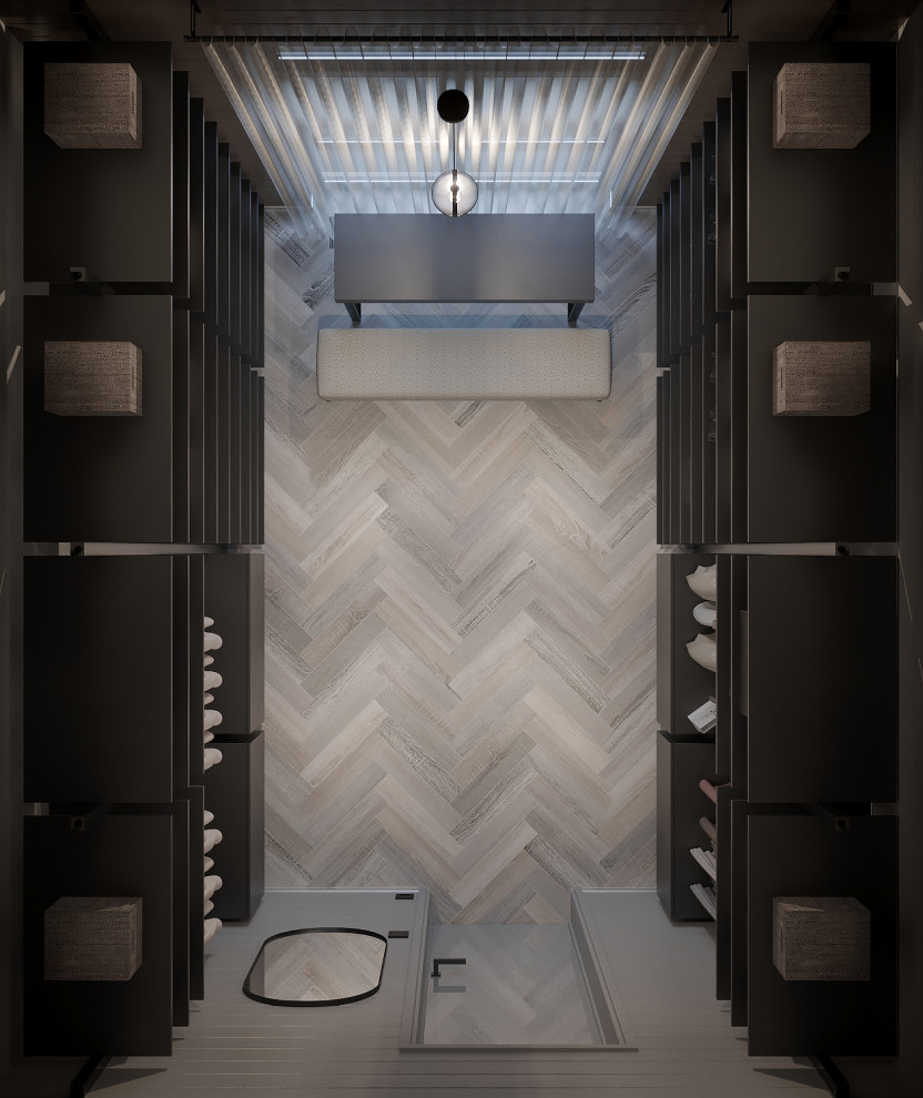 3d-визуализация плана главной гардеробной в проекте загородного дома