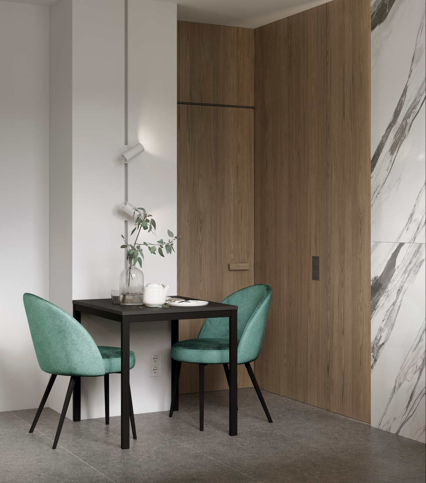 Apartamento moderno con cocina pequeña