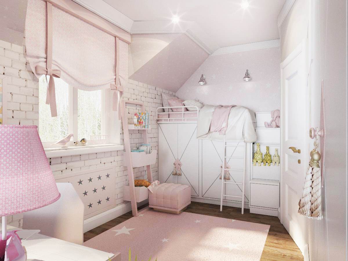 дестские комнаты в мансардных помещениях