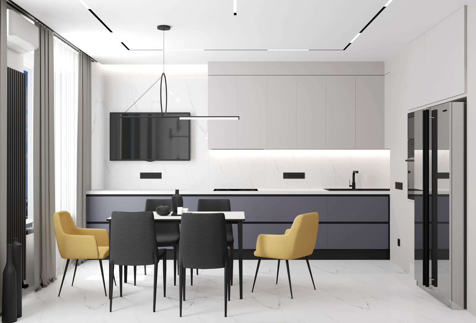 Кухня - гостиная из проекта квартиры в ЖК "Домашний"