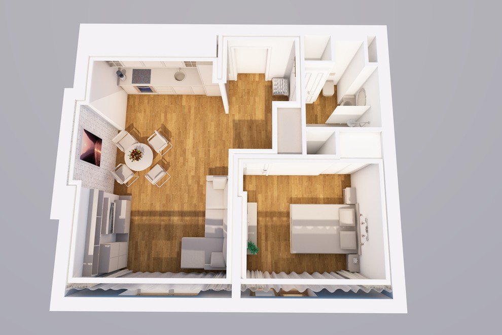 Планировочное решение однокомнатной квартиры в ЖК "Видный берег"