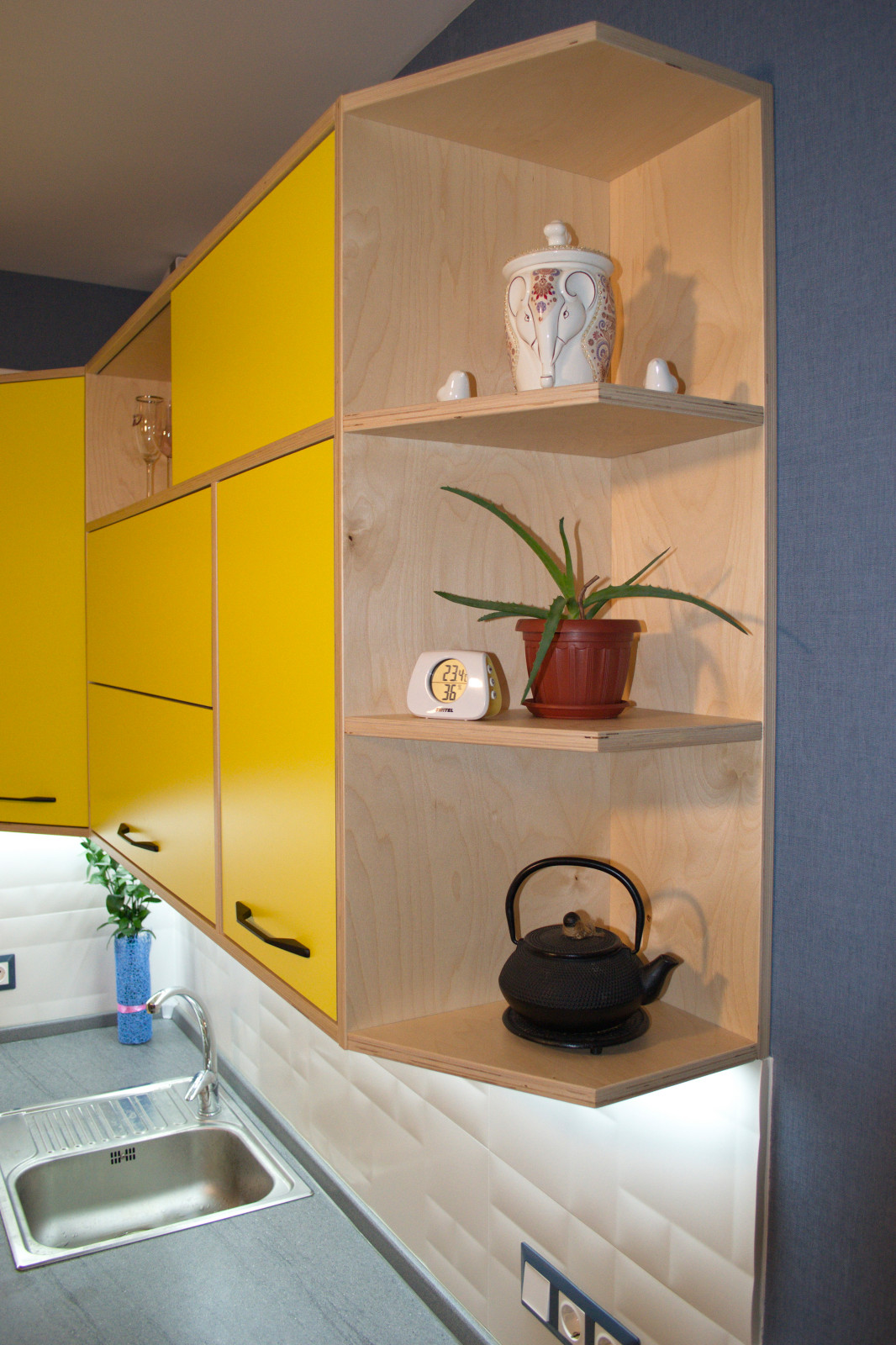 Кухня из фанеры, фасады - фанера с итальянским пластиком Abet Laminati