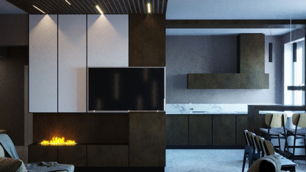 Кухня-гостиная по дизайн-проекту ЖК "Солнечный олимп", Воронеж