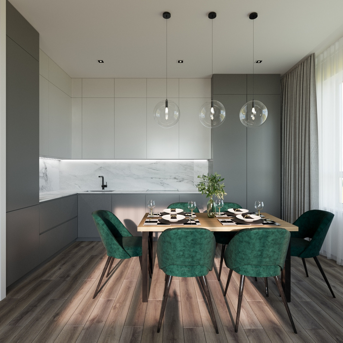 Кухня-гостиная в загородном доме