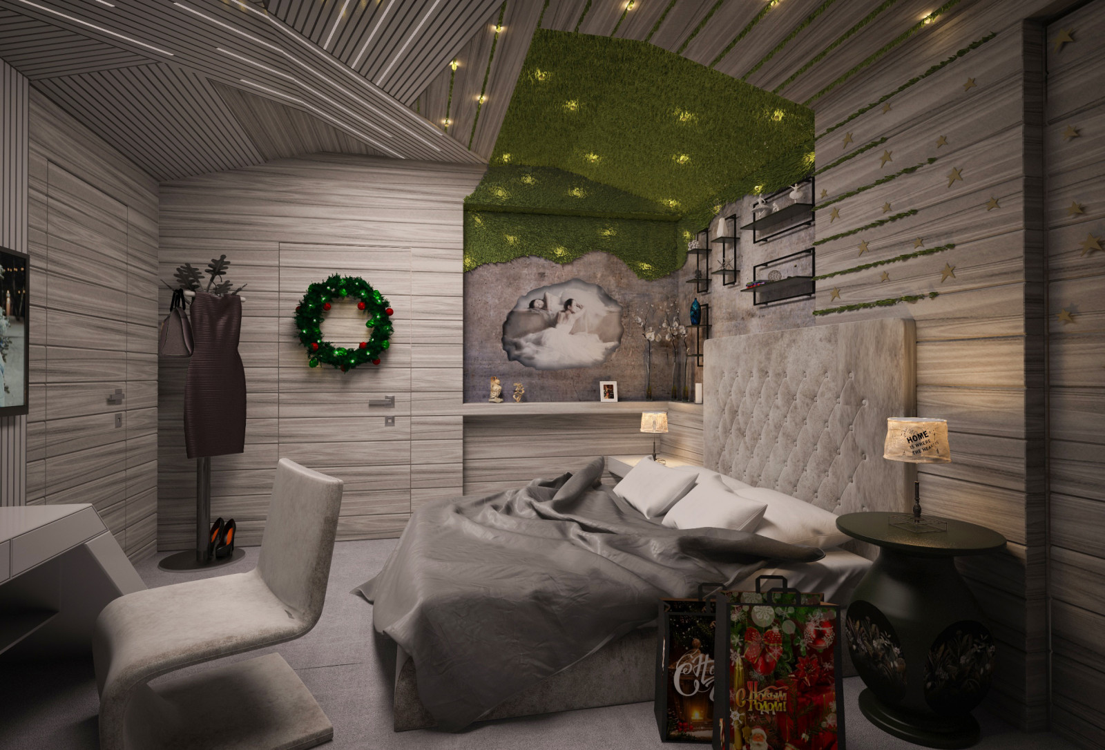 Комната дочери в доме с печью