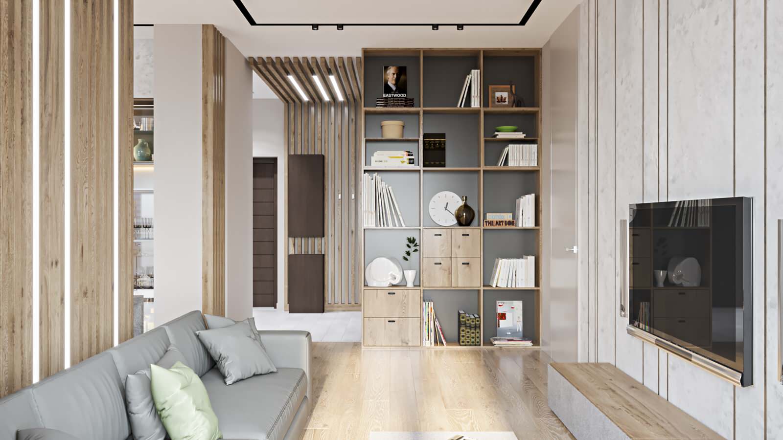 Гостиная с просматриваемой прихожей