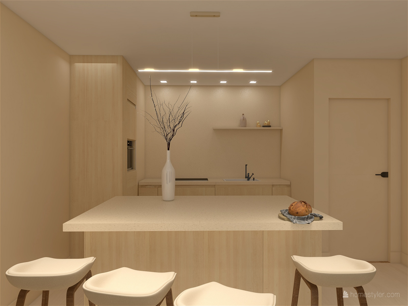 Обложка проекта: кухня-гостиная в стиле минимализм