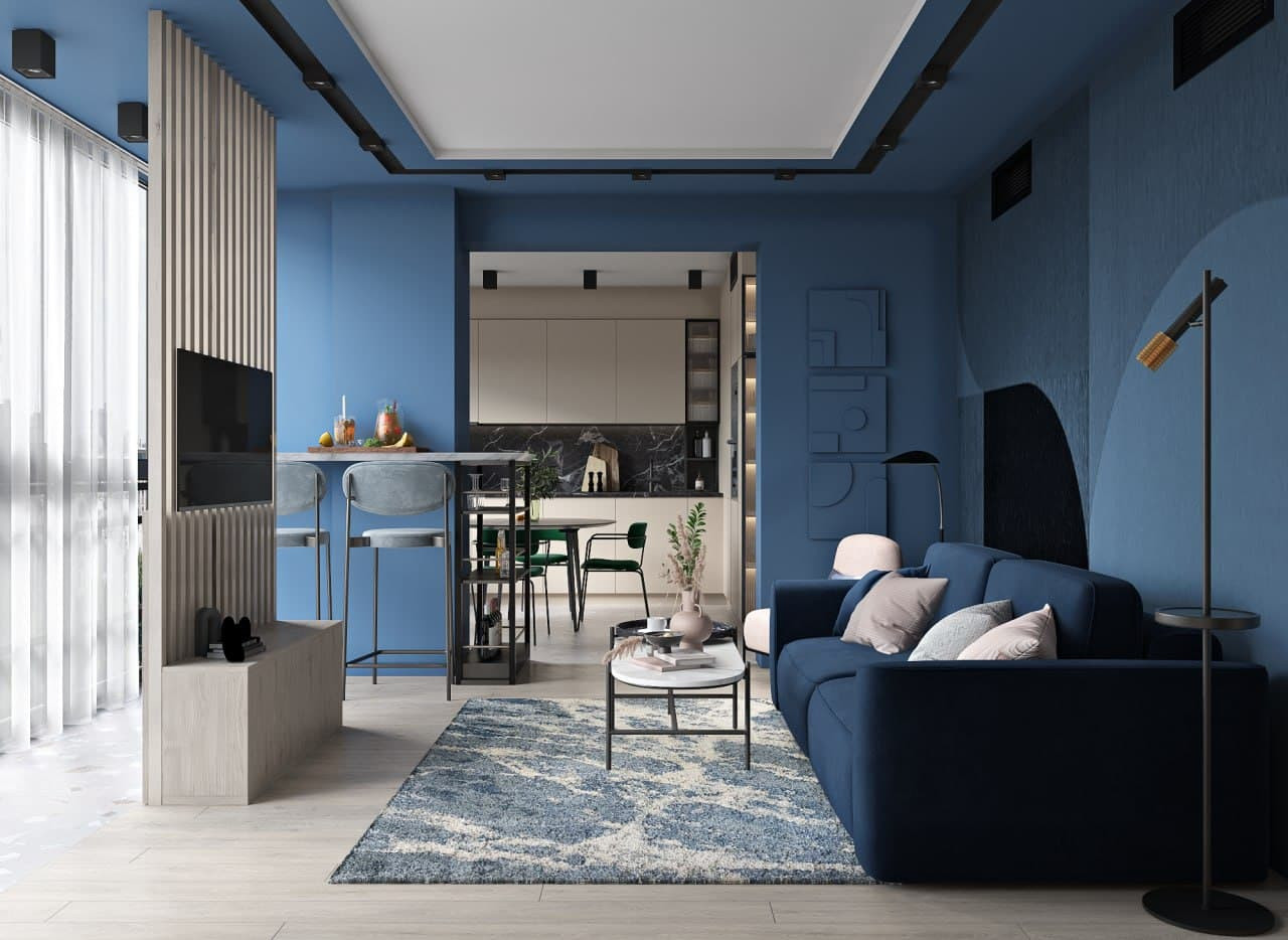 Гостиная ЖК Татьянин Парк "Сапфировая нега"