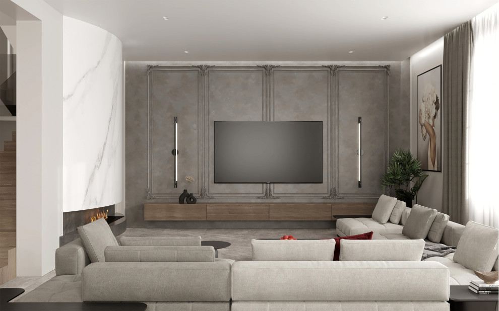 Проект гостиной в трехэтажном доме на улице Красная в городе Калининград