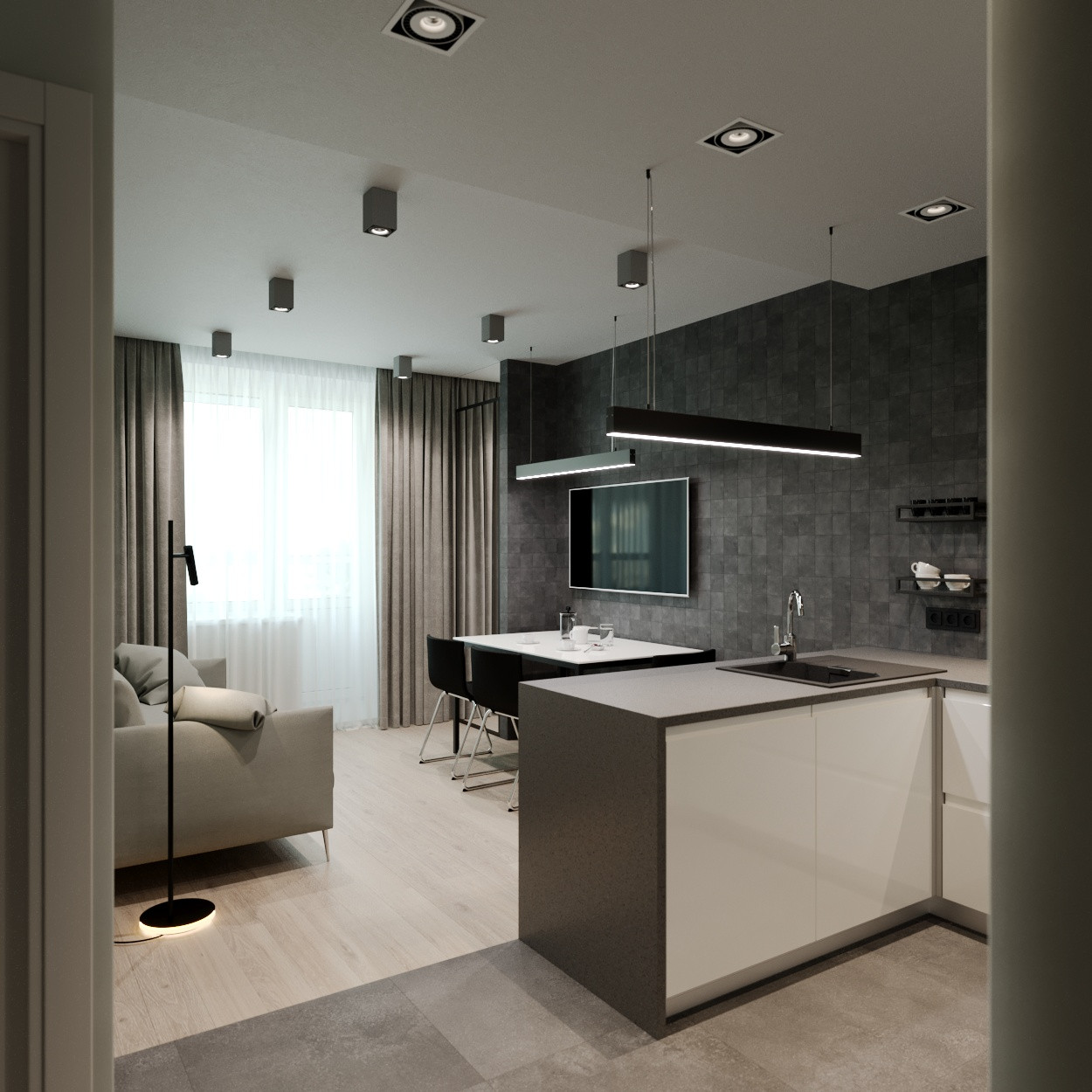 Обложка проекта: Современная кухня-гостиная