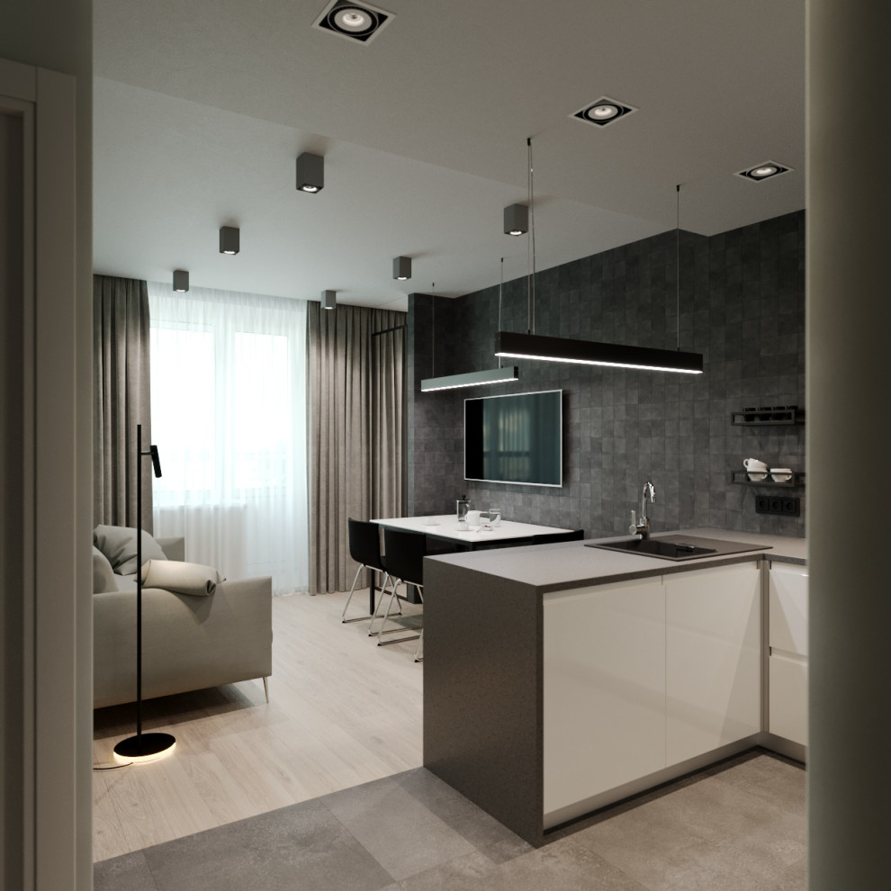 Обложка проекта: Современная кухня-гостиная