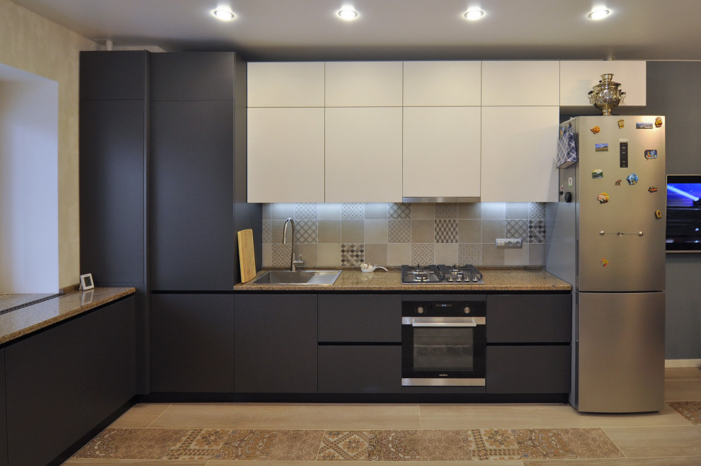 Кухня без ручек фасады Алвик