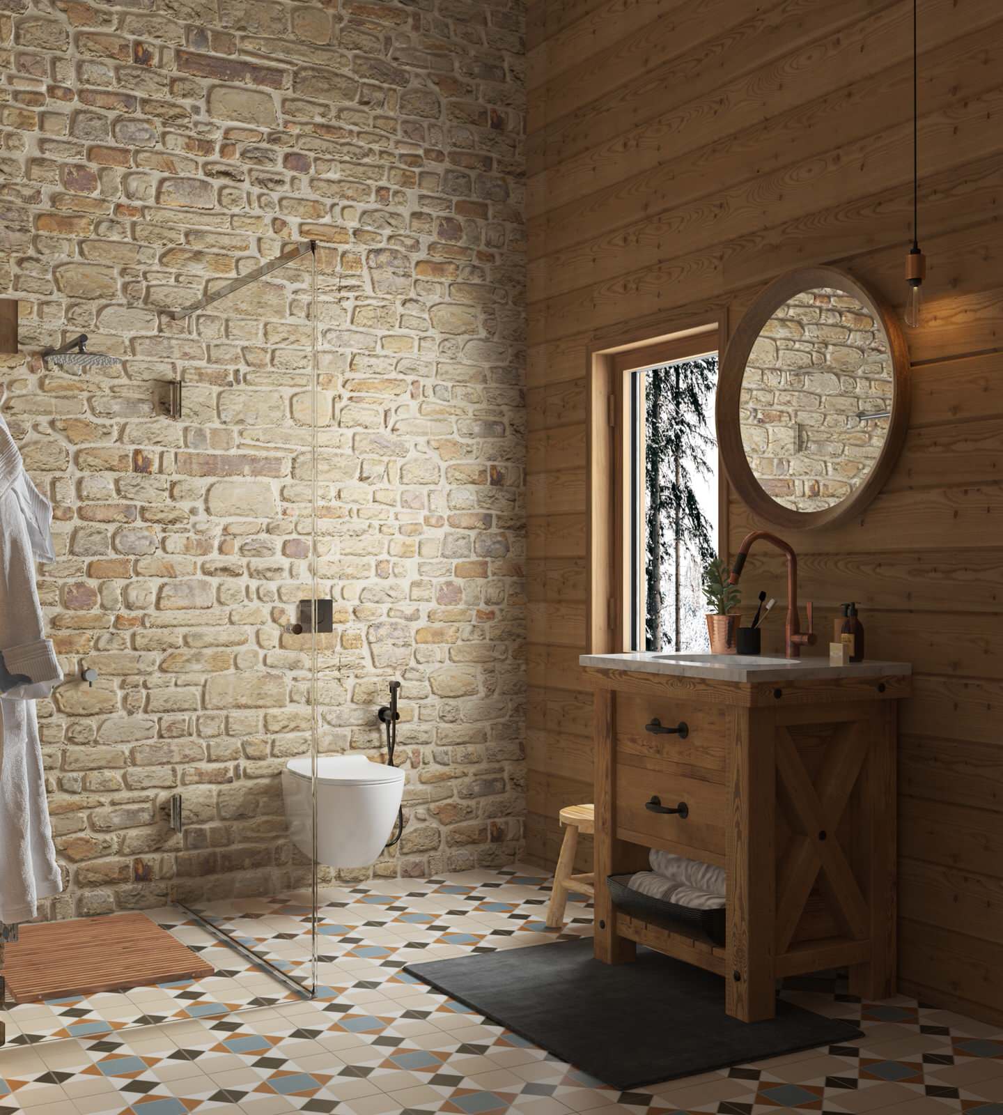 дизайн-проект интерьера деревянного загородного дома