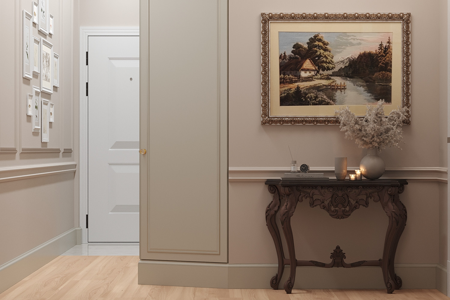 Классический интерьер однокомнатной квартиры в ЖК "Татьянин парк"