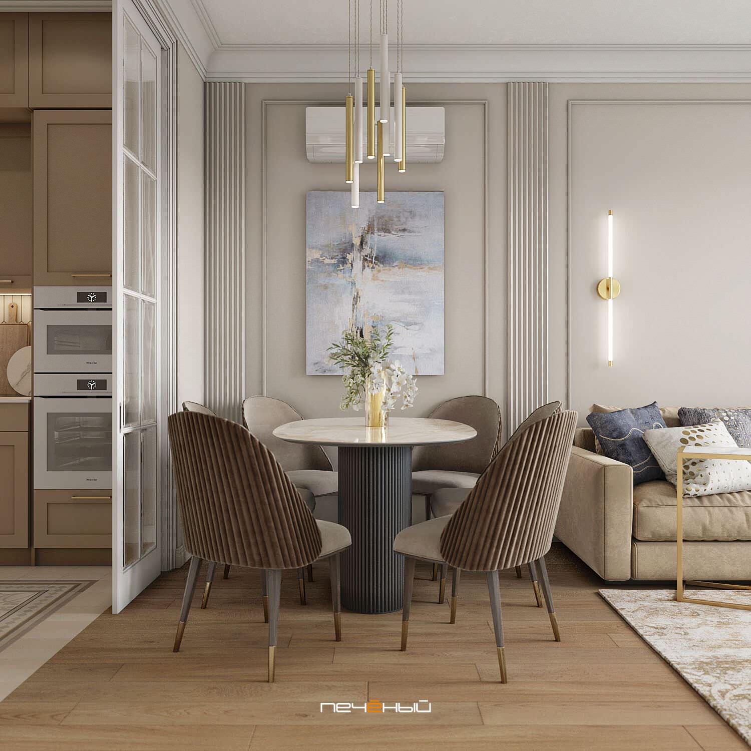 2024 Дизайн 3-х комн. квартиры в стиле неоклассика, 79 м², ЖК КутузовGRAD II