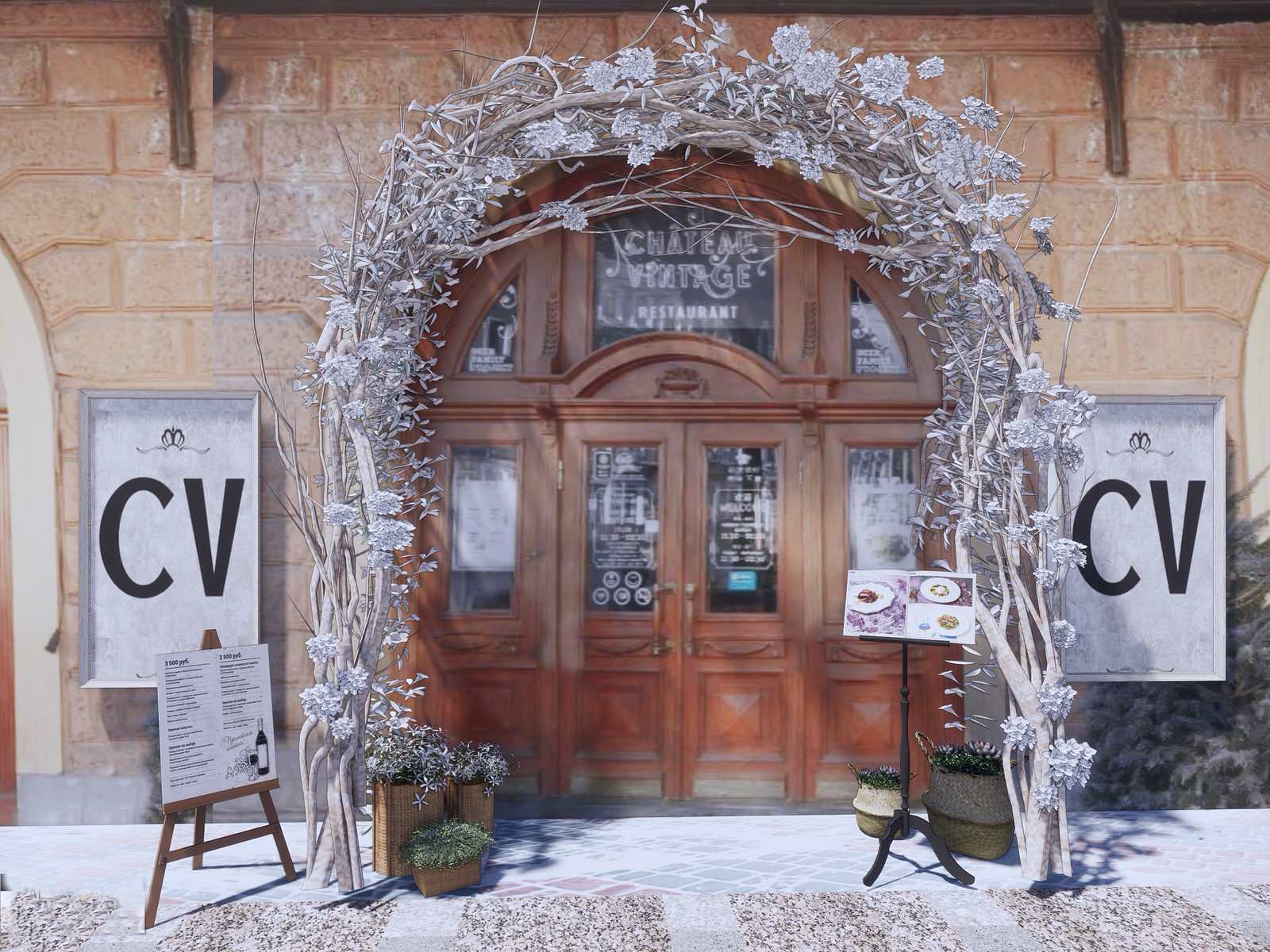 Оформление входной группы для ресторанов Chato Vintage/Jager