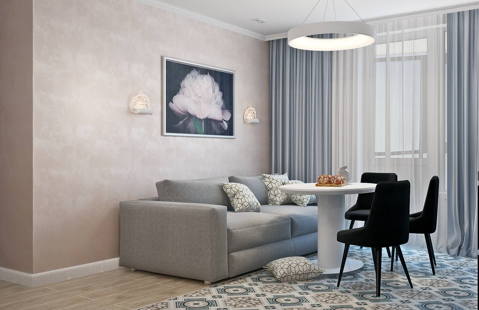 Обложка проекта: Современная квартира в пастельной гамме.