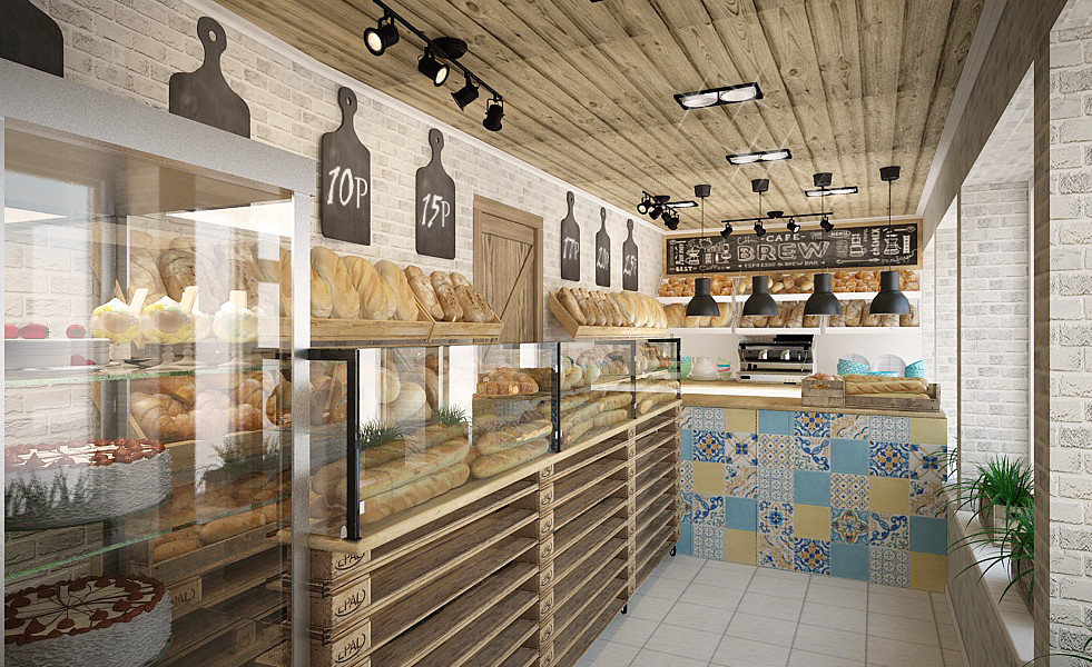 интерьер пекарни "Дело в хлебе"
