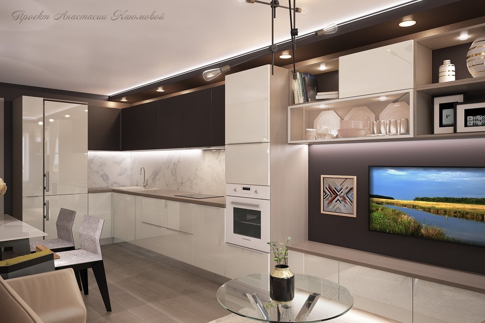 Обложка проекта: Кухня-гостиная для молодой семьи