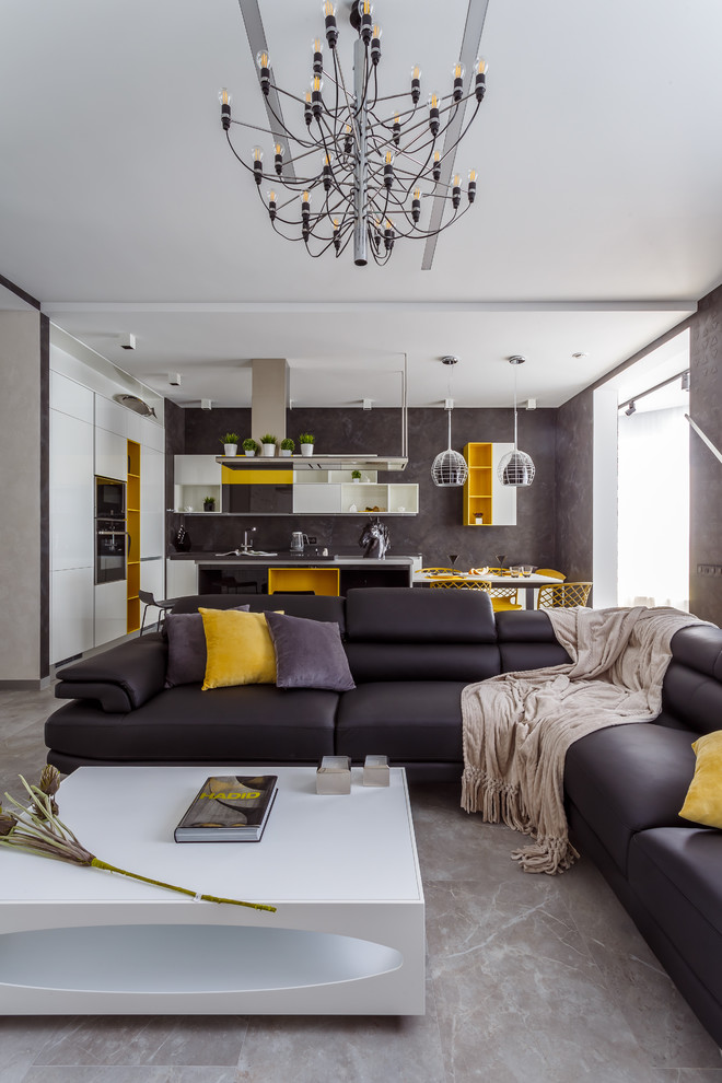 Фото гостиной реализованного проекта квартиры ЖК "Адмирал".