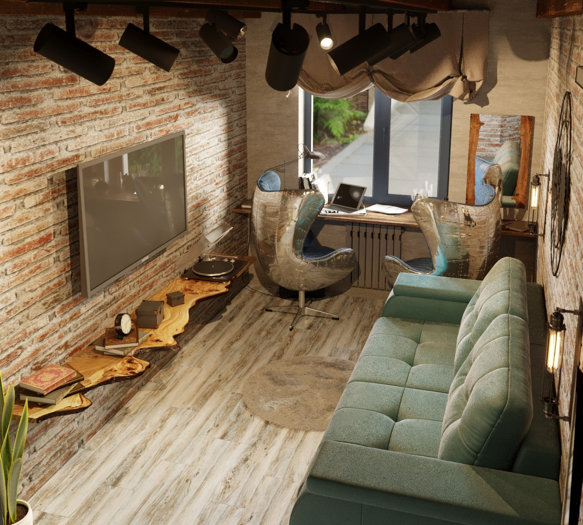 Проект однокомнатной квартиры в стиле лофт