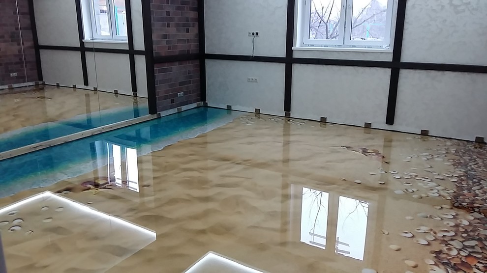 3D наливные полы в тренажерном зале частного дома, Михайловская слобода