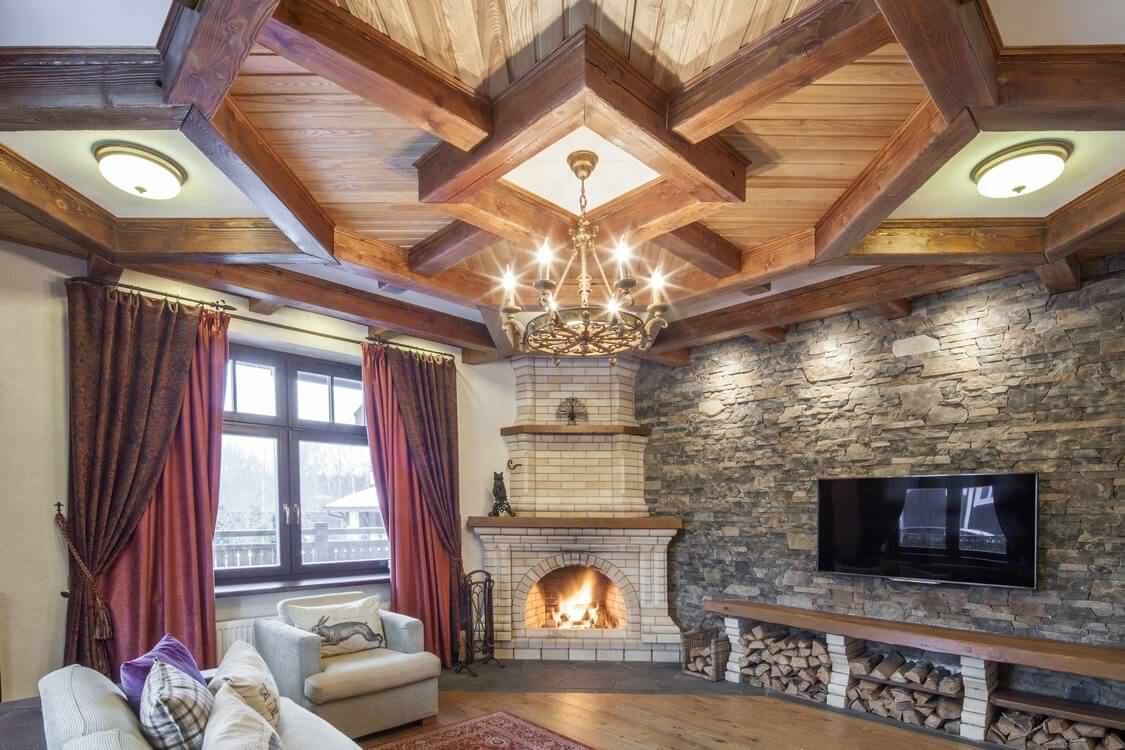 Интерьеры дома в стиле шале.