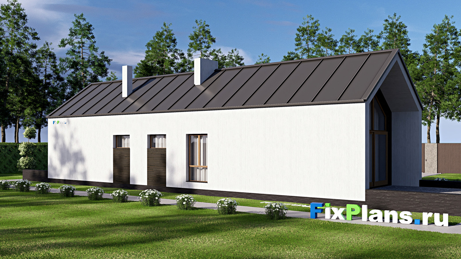 Проект одноэтажного дома 8х25м S149м2 F-15731