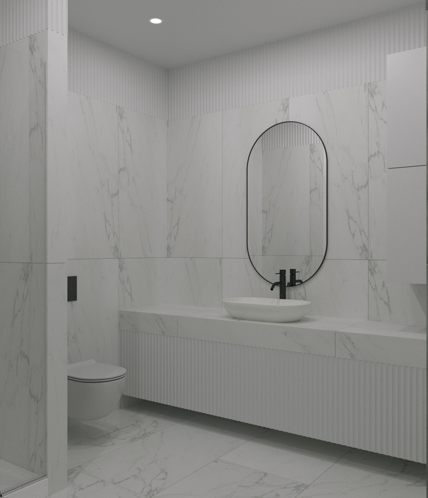 Современная  квартира в серо-белый тонах