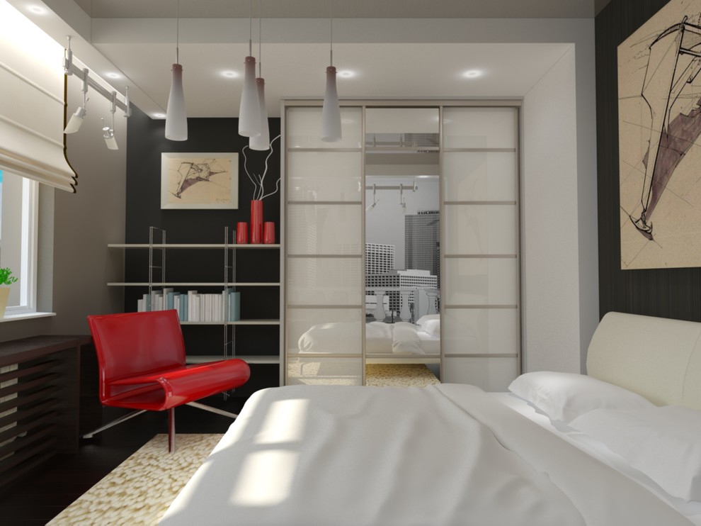 Интерьер загородного дома с красными акцентами