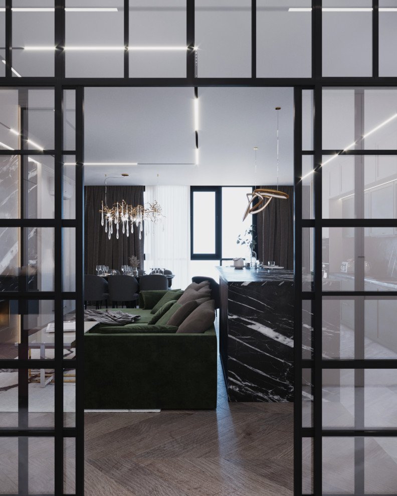 Кухня-гостиная+санузел в стиле Неоклассика