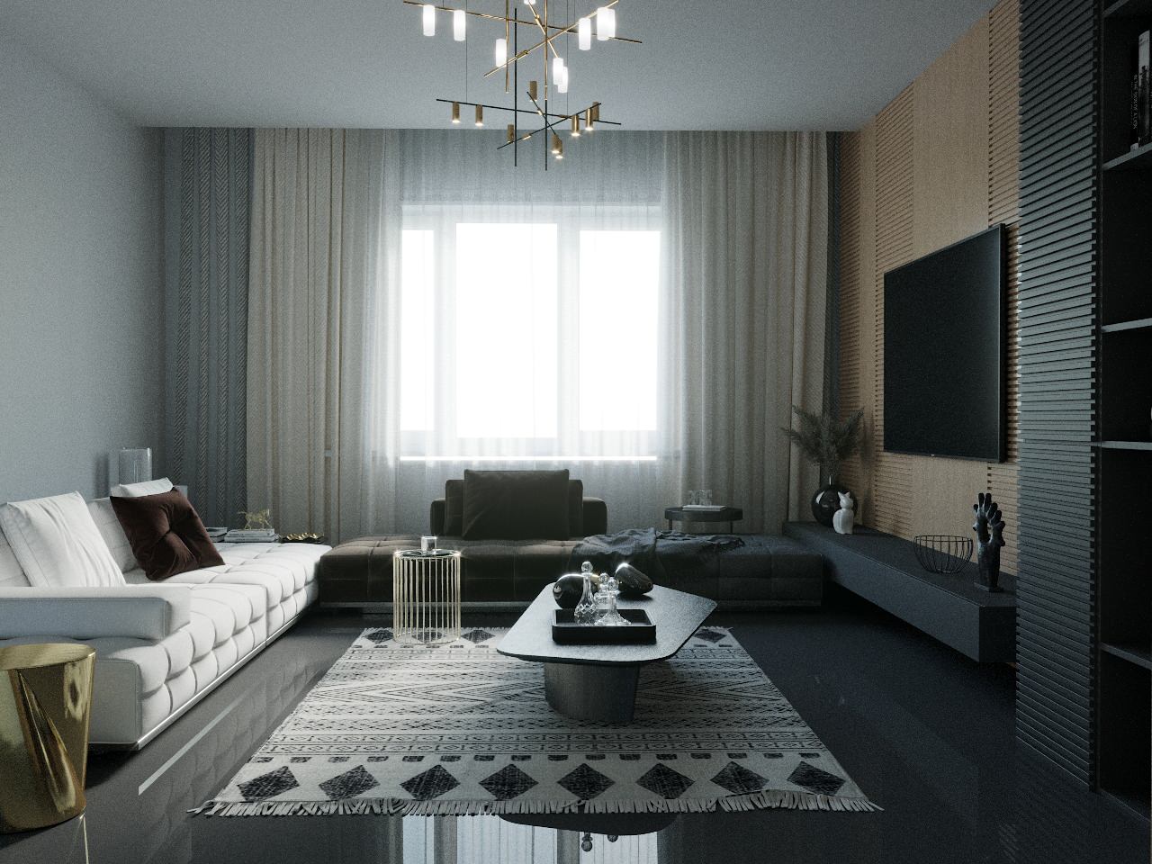 Вторая визуализация гостинной.