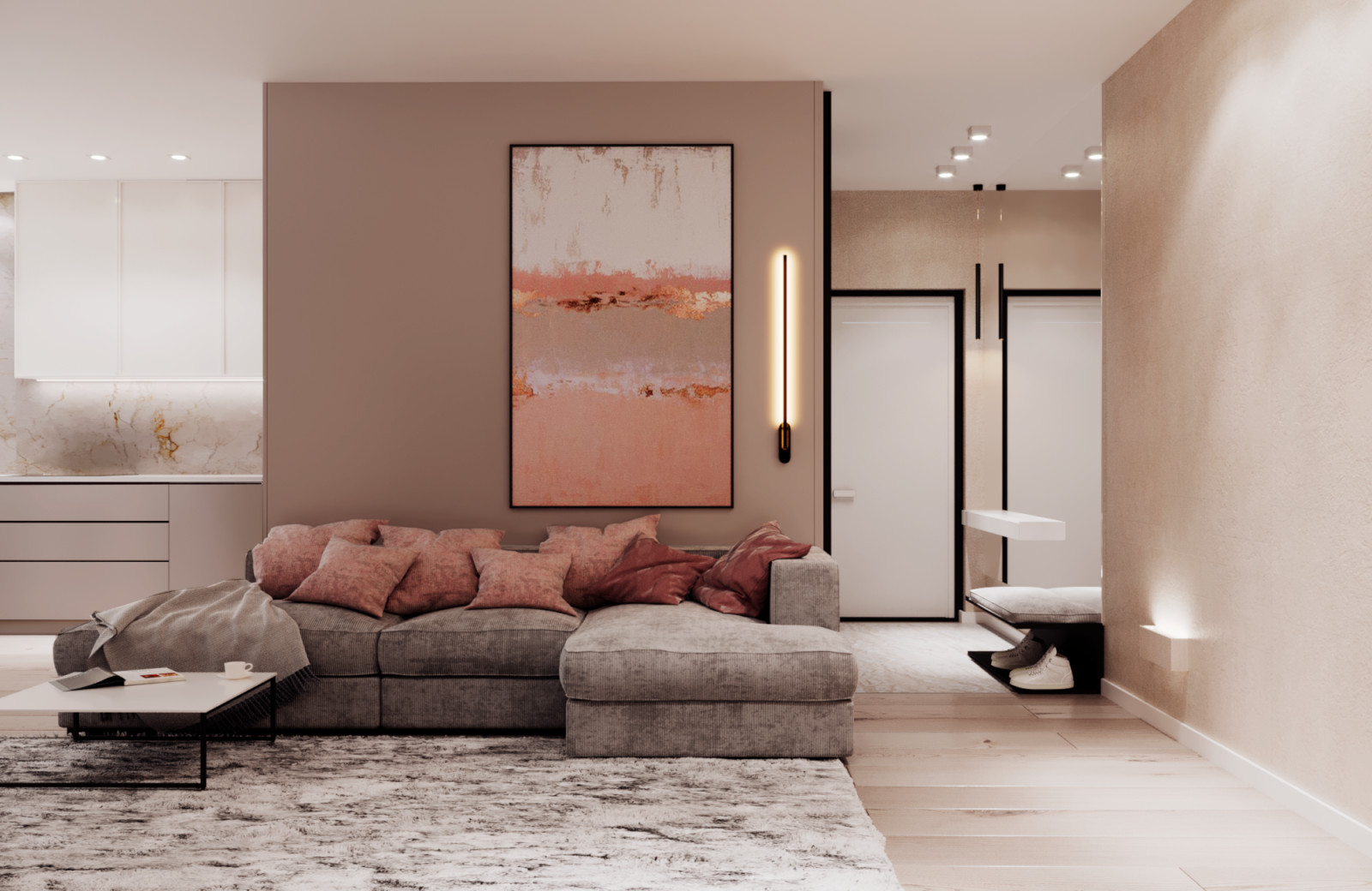 Квартира в мягких оттенках минимализма