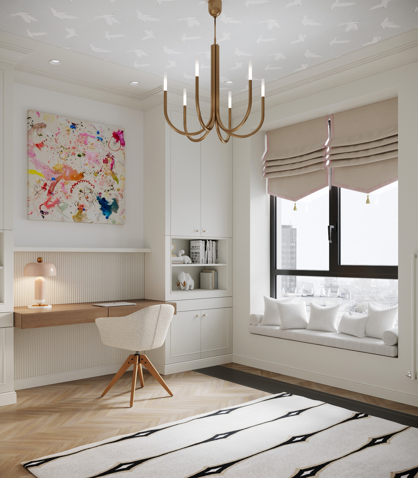 Светлая квартира с французским камином