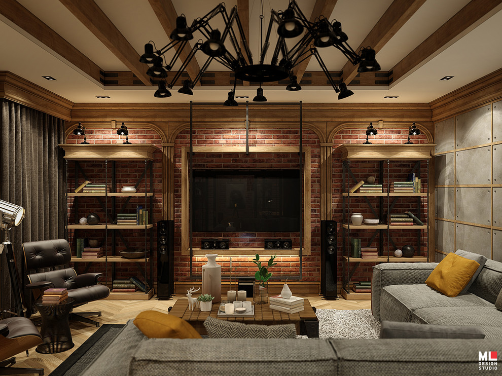 Обложка проекта: Интерьер трехэтажного дома. Цокольный этаж.