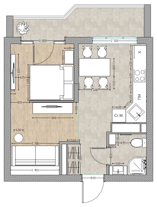 Обложка проекта: Планировочные решения. Квартира в г. Сочи ЖК "Жилой квартал. Литер 1"