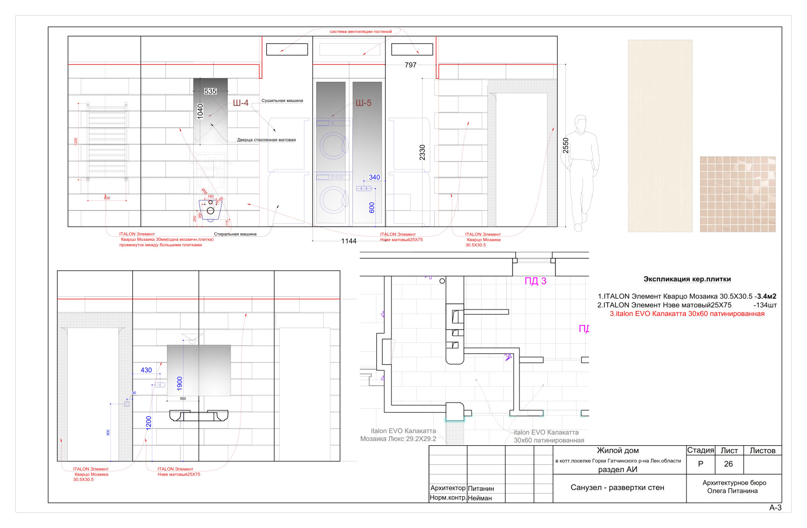 Рабочий проект интерьера современного коттеджа