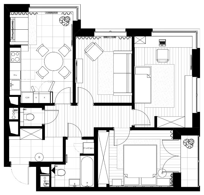 Индивидуальный интерьер в современном стиле