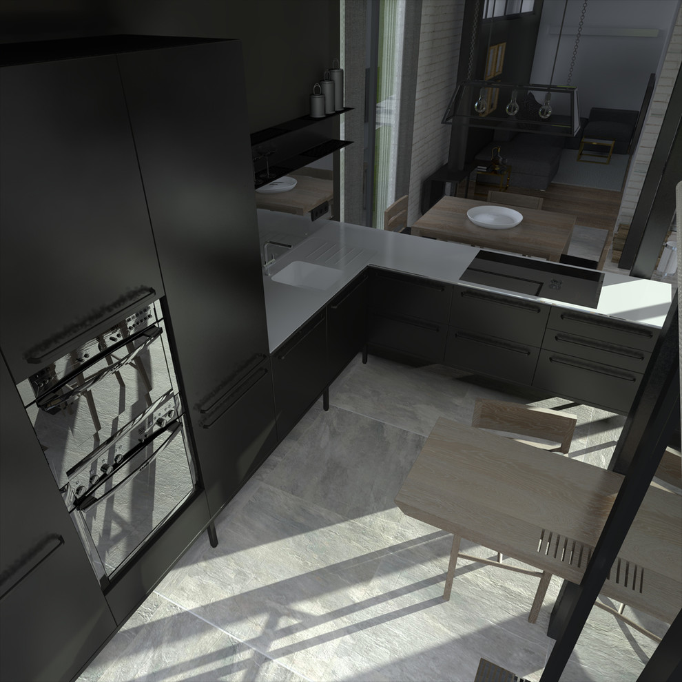 Дом из четырех 40-ft HC морских контейнеров. Интерьер