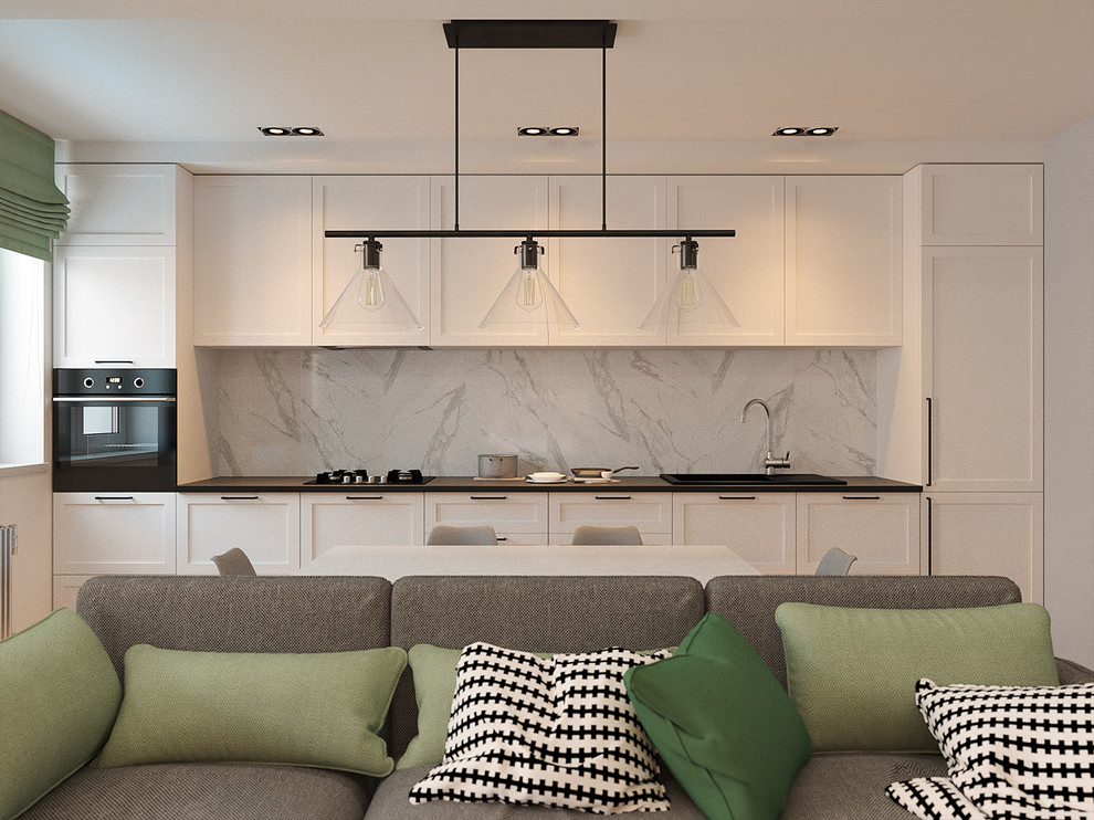 Светлая кварира с черными акцентами