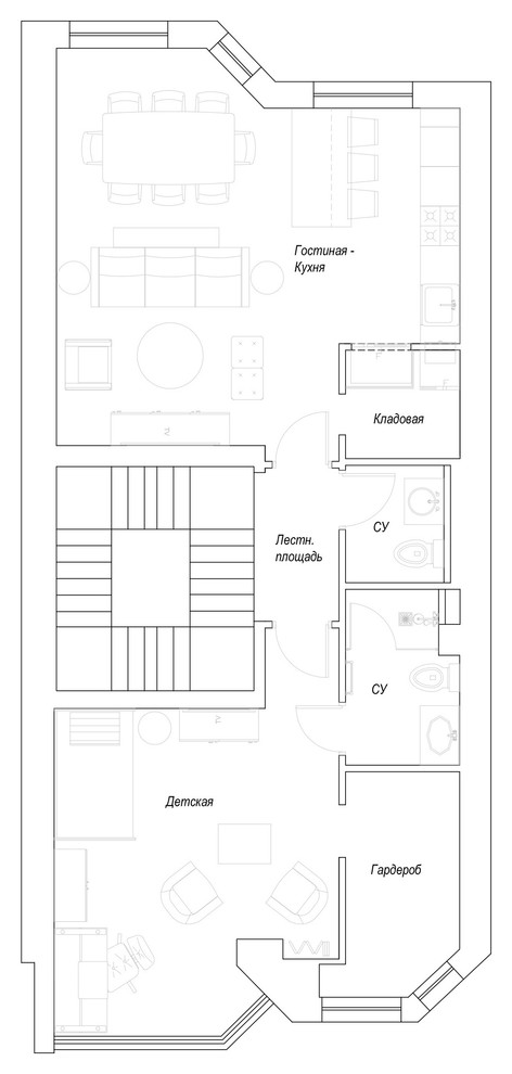 Houzz тур: Таунхаус с зелёными стенами и второй кухней