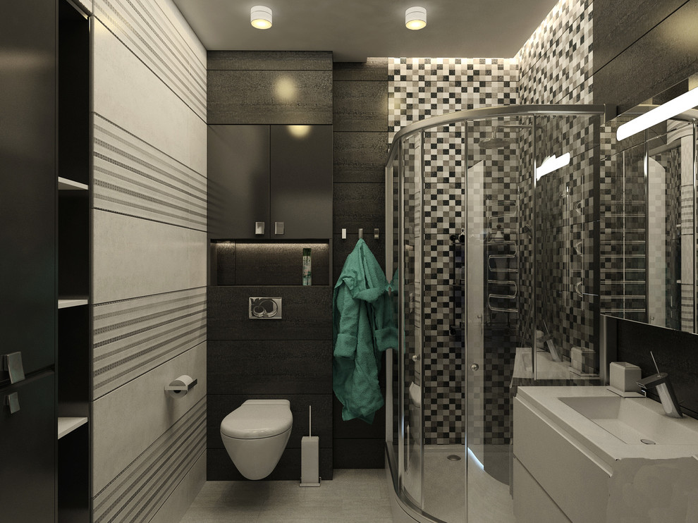 Санузел в новостройке (несколько вариантов плитки).