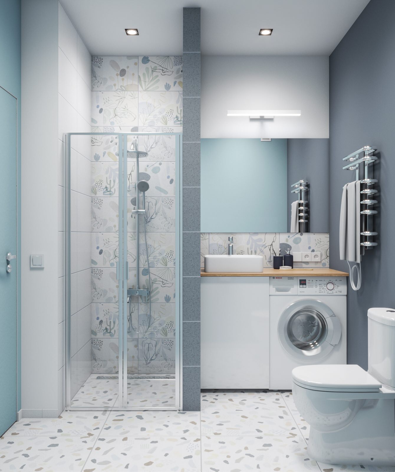 Студия для аренды с пятнистой плиткой