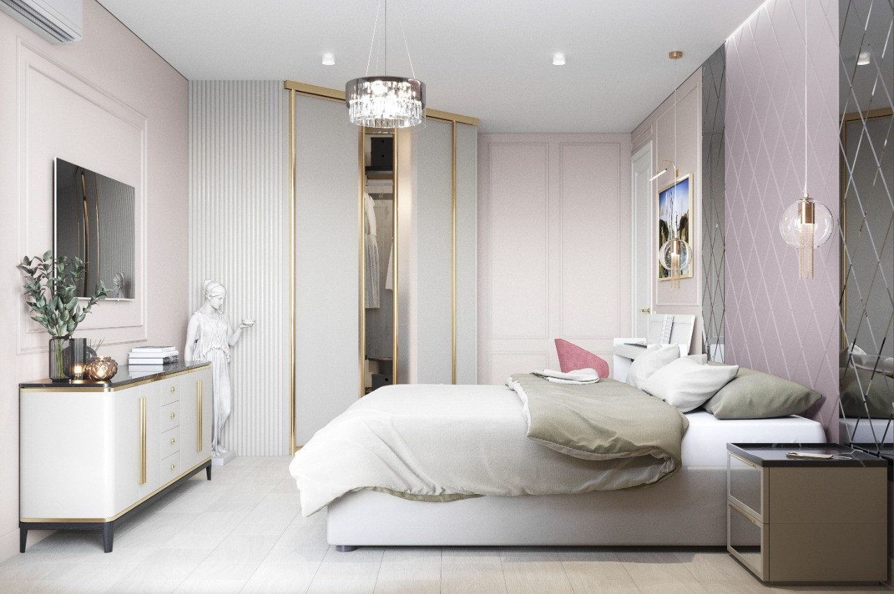 Спальня в стиле неоклассика для молодой семьи
