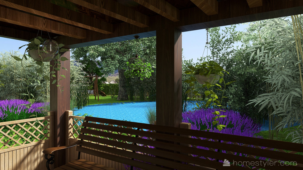 Вид из беседки на пруд