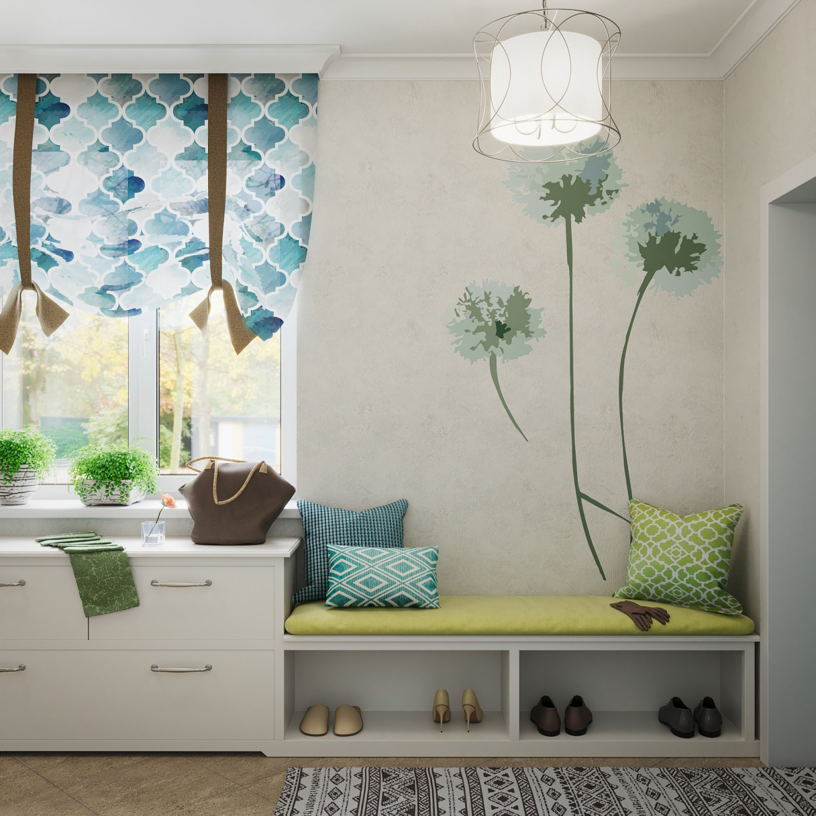 Коттедж. Птицы в доме. Холл