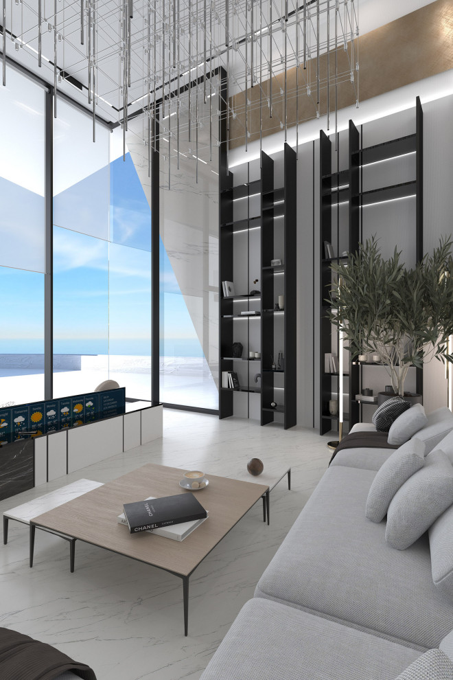 Визуализации интерьера большого дома в современном стиле