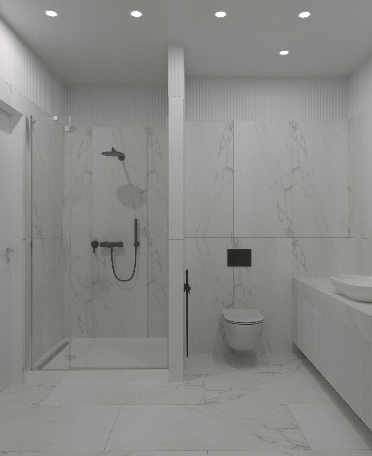 Современная  квартира в серо-белый тонах