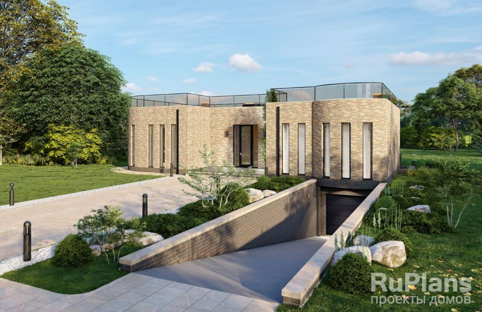 Обложка проекта: Rg5940 - Одноэтажный дом с подвалом и эксплуатируемой крышей