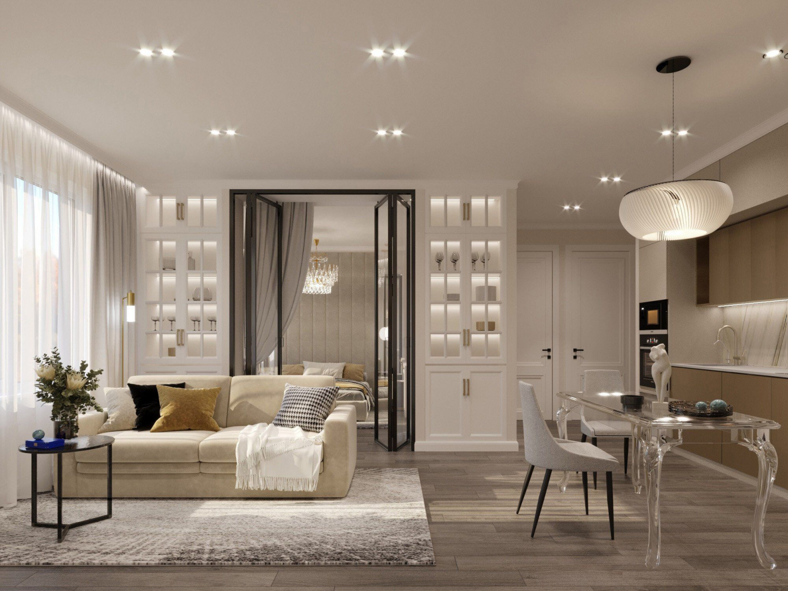 Обложка проекта: Двухкомнатная квартира с элементами неоклассики и современного стиля